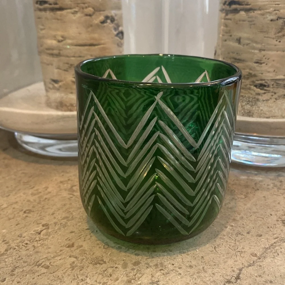 (2) Crate&Barrel Etched Glass Candle Holders. Set of 2. - Picture 5 of 8